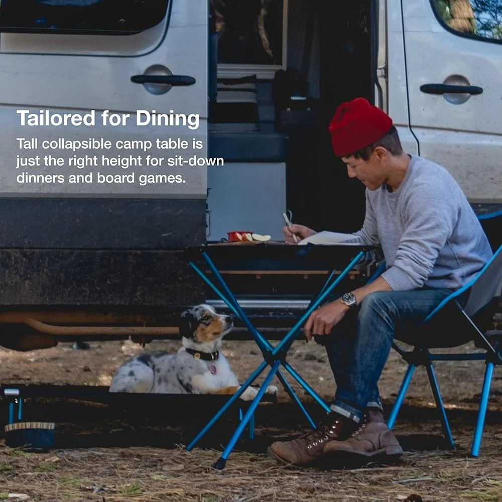 Portable Camping Table Outdoor Dining Height Lightweight Foldable Aluminum Alloy Black Hardtop 27 Inches Setup Easy Collapsible