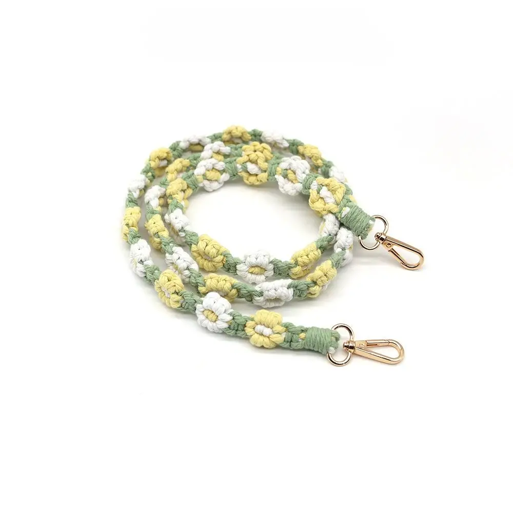 

Sweet Colourful Cell Phone Strap Handmade Weaving Braided Flower Shoulder Strap Cotton Crossbody Bag Strap Bag Accessories