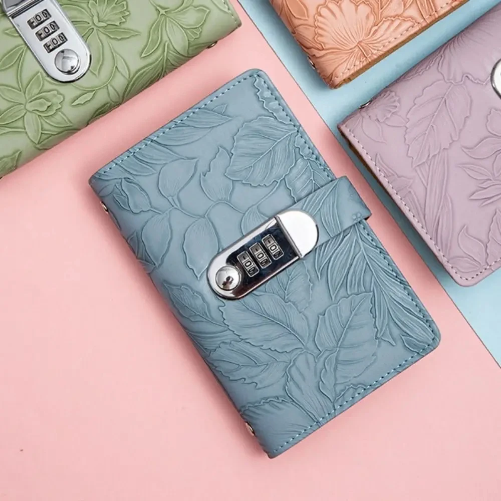 

With Password Lock 100 Envelopes Money Saving Challenge Embossed Flower PU Money Collection Book Large Capacity Save Money