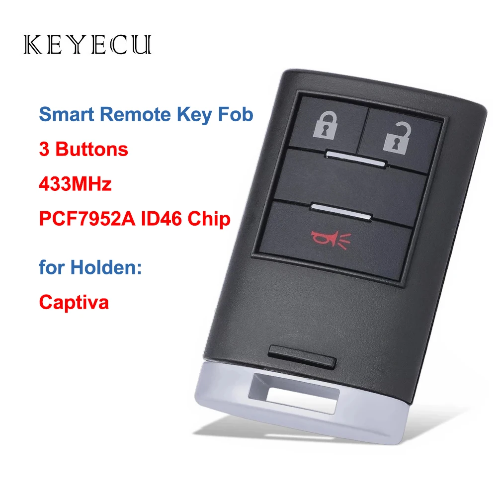 

Keyecu Smart Remote Key Fob 3 Buttons 433.92MHz ASK PCF7952A 46 Chip for Holden Captiva 2014 2015 2016 2017 2018