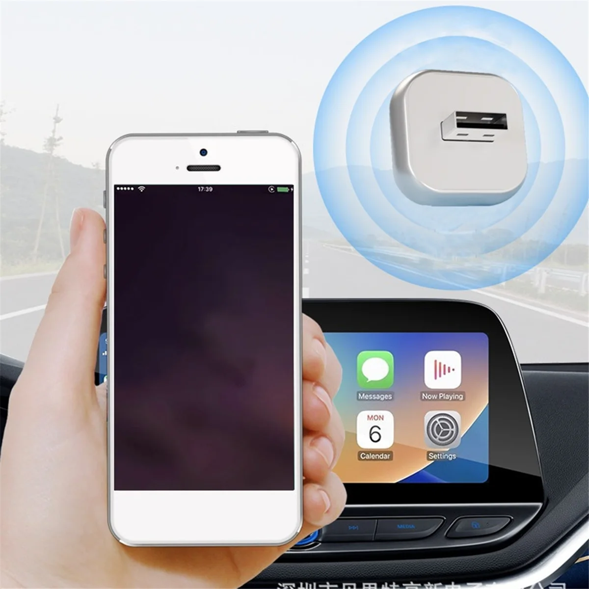 2-in-1 Wired to Wireless CarPlay Adapter Plug&Plug Auto Connect Converts for Wired Cars Compatible for & Android