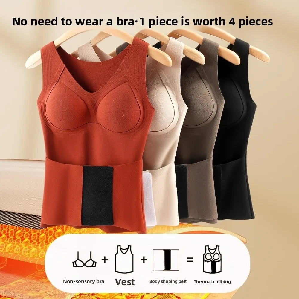 

Seamless Postpartum Body Shaper Tummy Control Self Adhesive Style Thermal Shapewear Camisole Velvet Fleece Belly Contracting