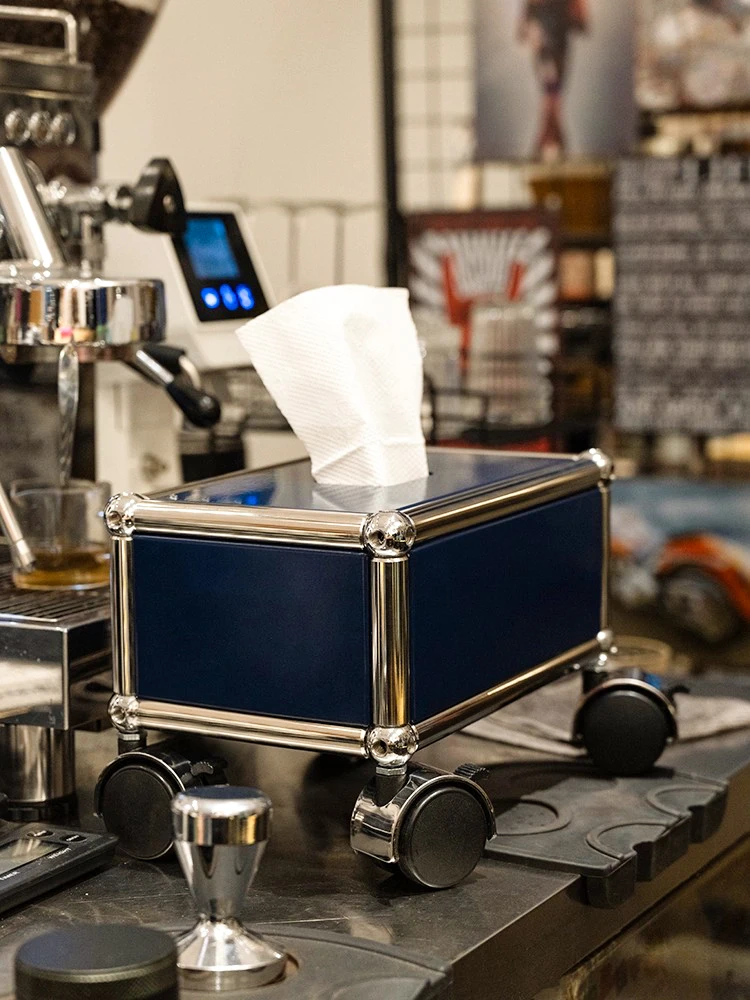 

Module combination Creative tissue box Desktop cream green wind storage Stainless steel household