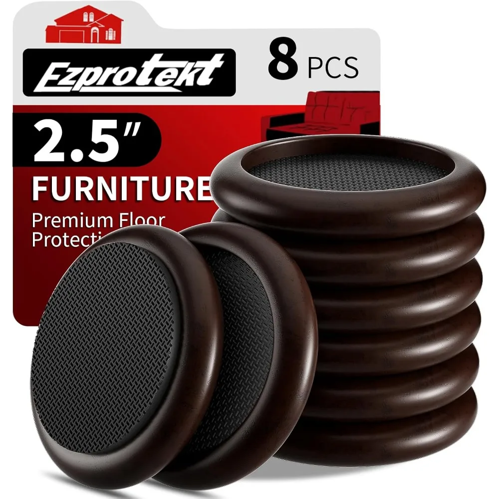 

2.5 inch Non Slip Round Wood Furniture Pads for Hardwood Floors, 8 Pcs Anti Slip Furniture Coaster for Chair Sofa Bed