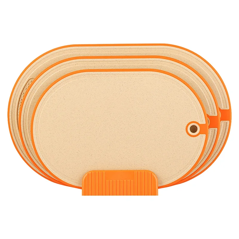 

AT44-3 Pcs Chopping Board Breakfast Board Non-Slip With Juice Groove & Garlic Press Groove, Orange