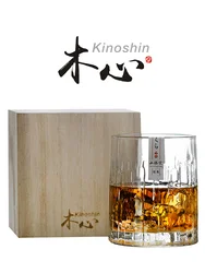 Japanese Edo Crystal Kinoshin Whiskey Glass Aoki Whisky Cup Old Fashioned Hammer Bark Pattern Wineglass Carving Brandy Snifters