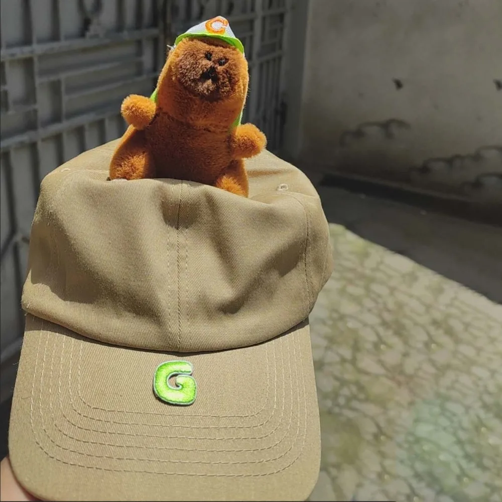 

Breathable Capybara Baseball Cap Embroidered Letters Adjustable Children Peaked Cap Lightweight Cotton Sunscreen Hat Beach