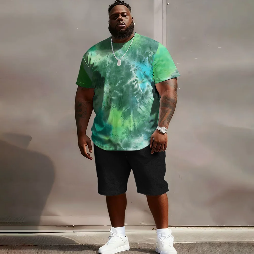 

S-9xl plus size Men's Short Sleeve Set: Iridescent Chic - 2-Piece Big & Tall Fit, Soft Breathable Fabric,