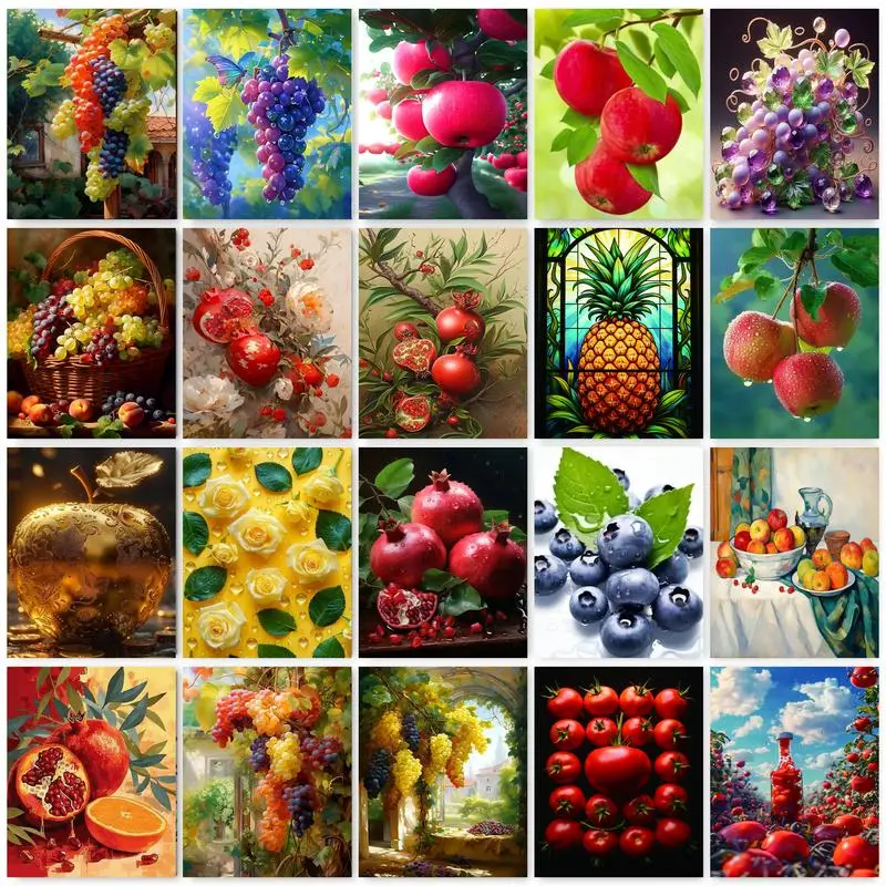 

PhotoCustom 5D Full Drill Square Diamond Embroidery Fruit Art Rhinestone DIY Diamond Painting Landscape Handicraft Home Decor