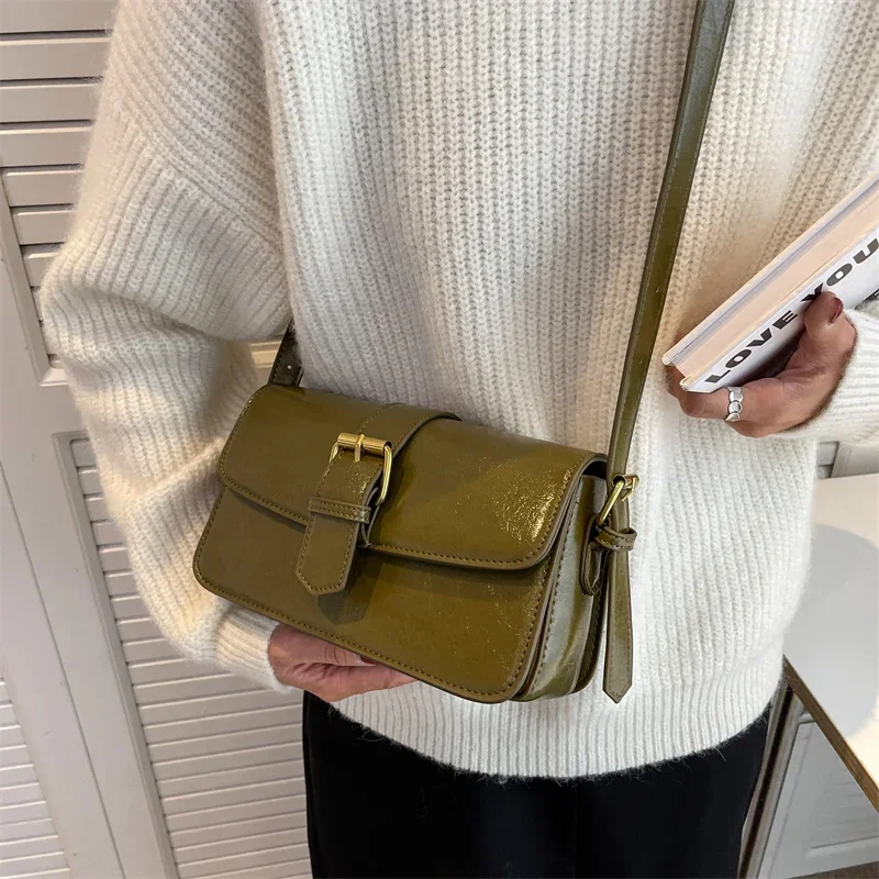 Vintage Fashion Crossbody Bags for Women Triple Compartment Changeable Dual Straps Pure Color Square Shoulder Messenger Bag 2024