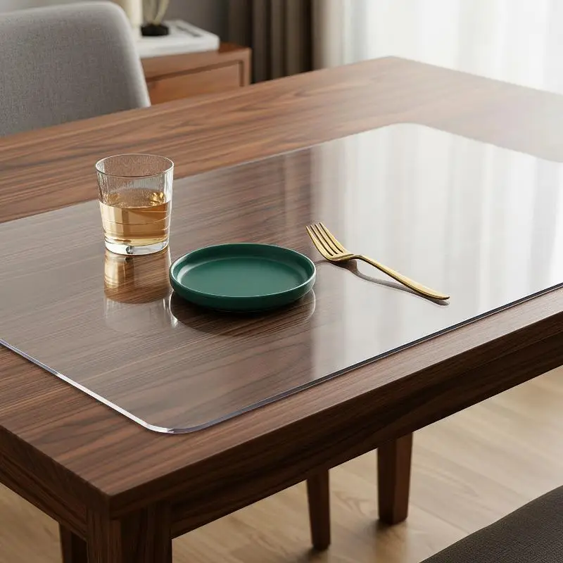 Waterproof Clear PVC Table Cover Anti-Scratch Dust Proof Protector for Home Party Kitchen Dining Use