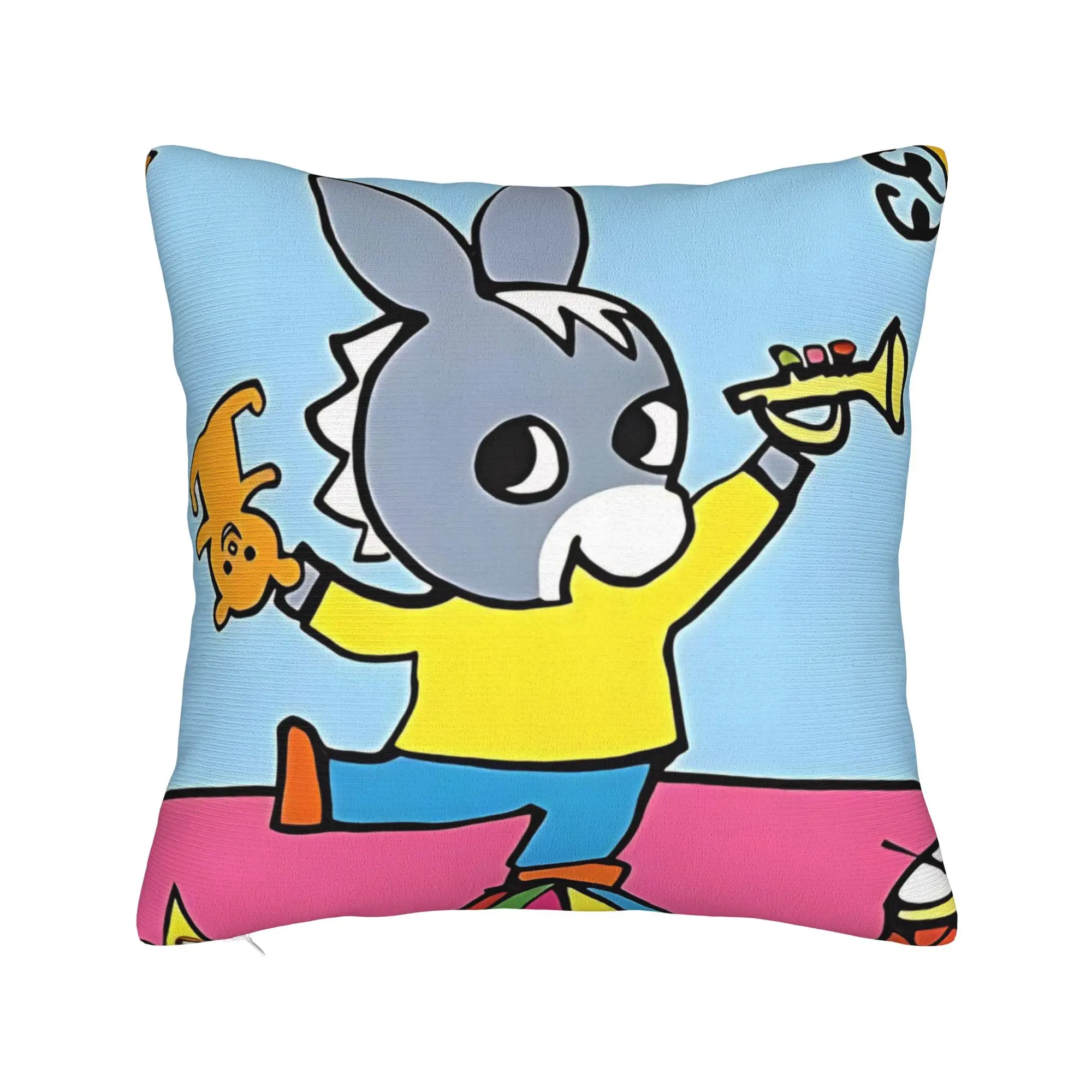 Trotro Cartoon Square Pillow Cases Cute Little Donkey Cushion Cover Customized Polyester Decorative Pillowcase for Sofa 45x45cm