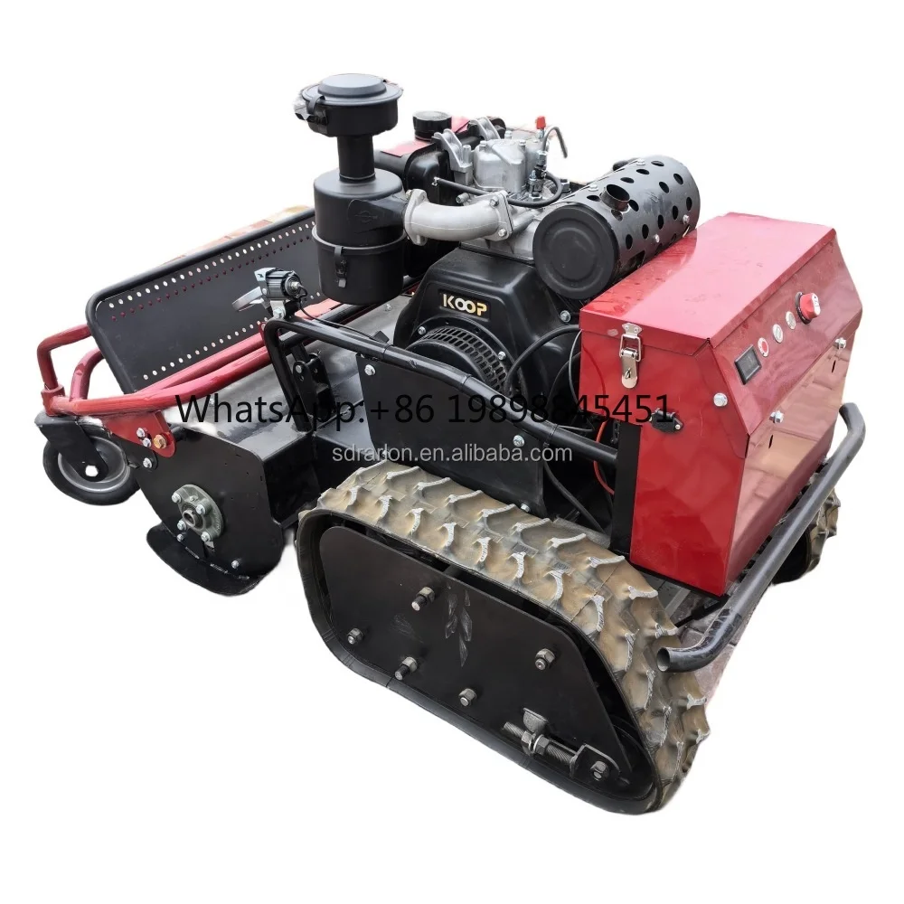 고품질 원격 제어 크롤러 잡초 제거기, 딱딱한 잔디용 보행형 플레일 모어