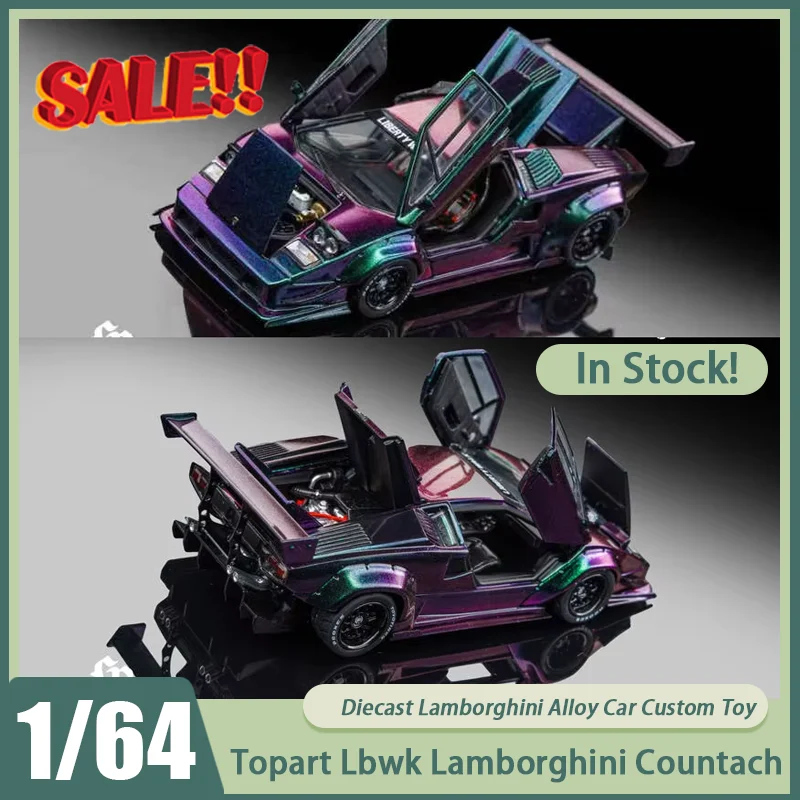 

Новый в наличии Topart 1:64 Lbwk Lamborghini Countach Chameleon, широкий корпус, легкосплавный автомобиль, миниатюрный литой под давлением орнамент, игрушка на заказ, подарок для ребенка