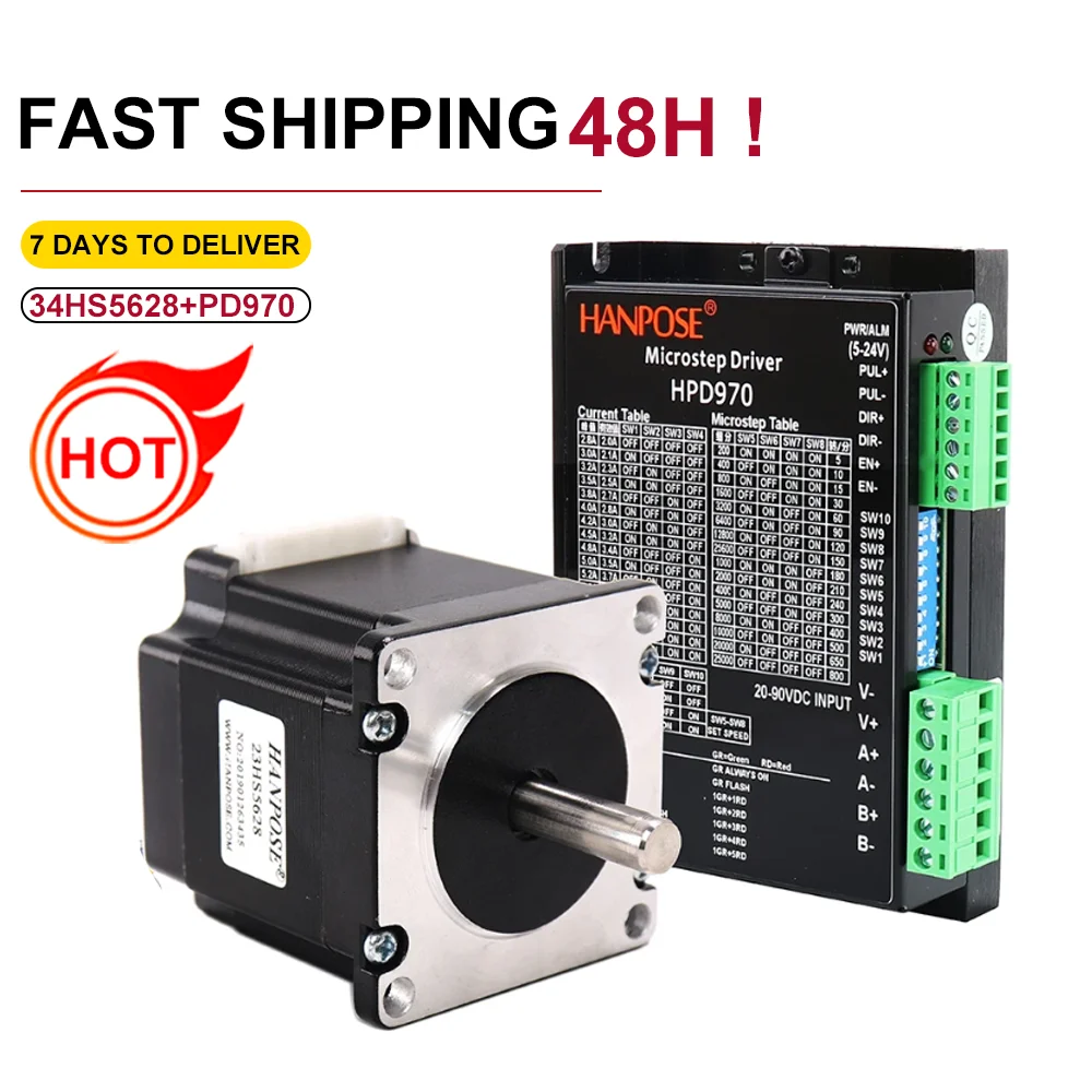 

2.8A 126N.cm NEMA 23 Stepper Motor 23HS5628 57 Motor With NEMA23 HPD970 Driver For 3D Printer Robot