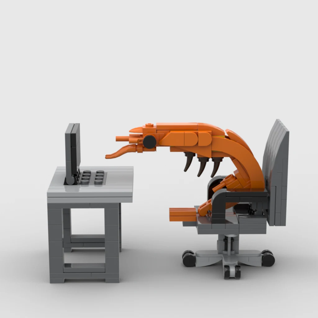 Viral Working Shrimp MOC Building Blocks - Desk Ornament & Funny Puzzle Set