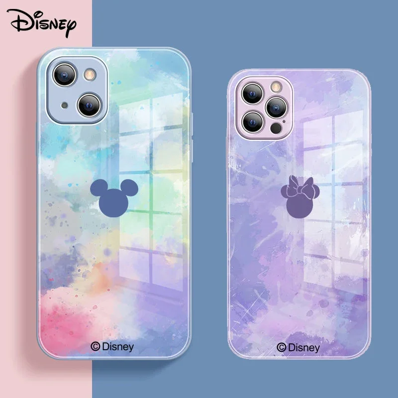 Disney Mickey Phone Case for IPhone 13promax 12pro 11 Anime Liquid Glass Cover for IPhone Xsmax Xs Xr X 7 8 Plus Cover Shell