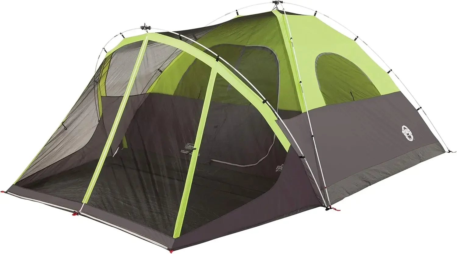 Steel Creek Fast Pitch Dome Camping Tent with Screened Porch, 6-Person Tent Includes Pre-Attached Poles, Integrated Rain