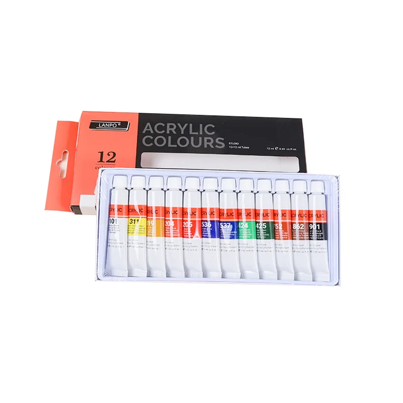 12 Color Paint Set, Acrylic, Watercolor & Gouache Art Supplies for Canvas, Wood & Graffiti, Kit for Beginners & Students