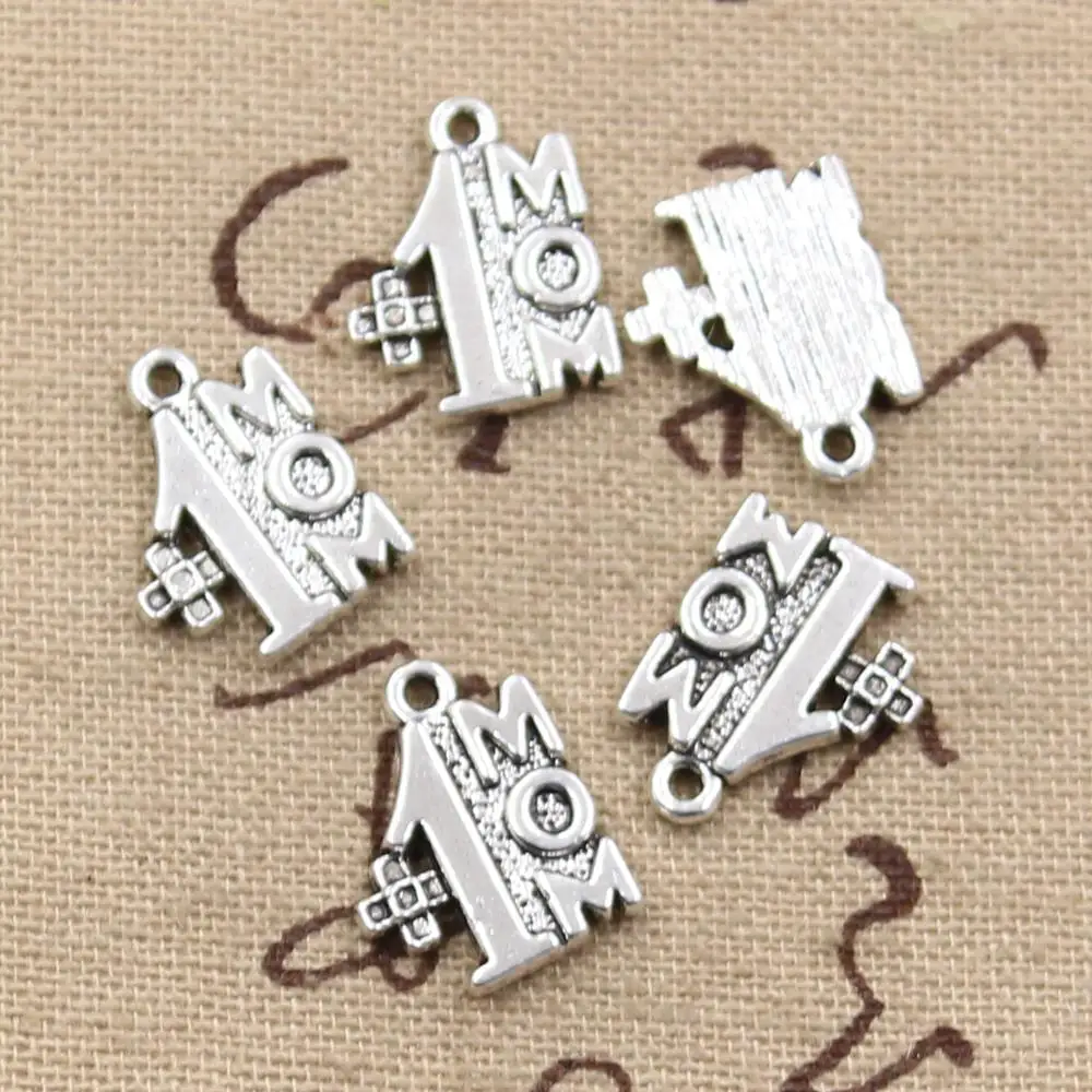 

15pcs Charms #1 MOM Mama 15x12mm Antique Silver Color Pendants Making DIY Handmade Tibetan Finding Jewelry