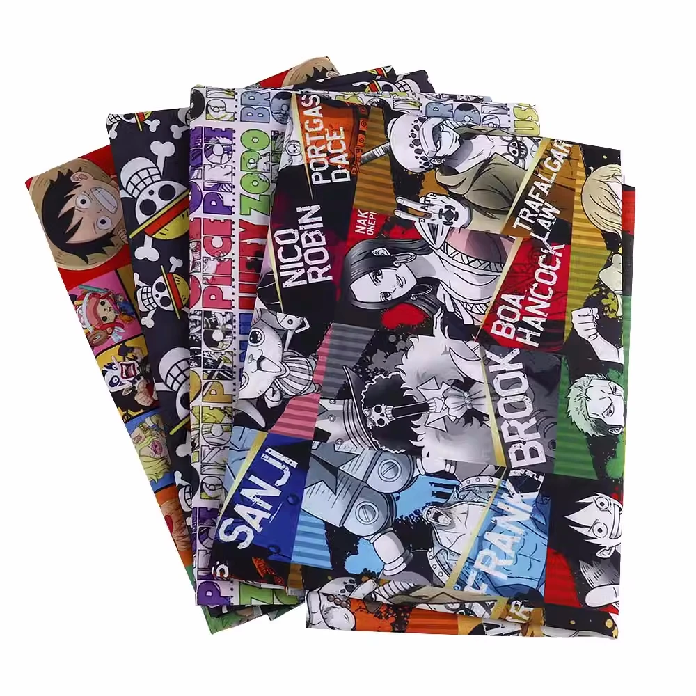 45*140cm Japanese One Piece Anime Peripherals Polyester Fabric DIY Sewing Patchwork Quilting Kids Clothes Material