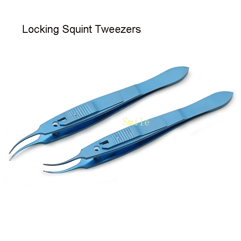 Ophthalmic instruments microforceps locking stainless steel titanium alloy eye forceps left and right locking strabismus forceps