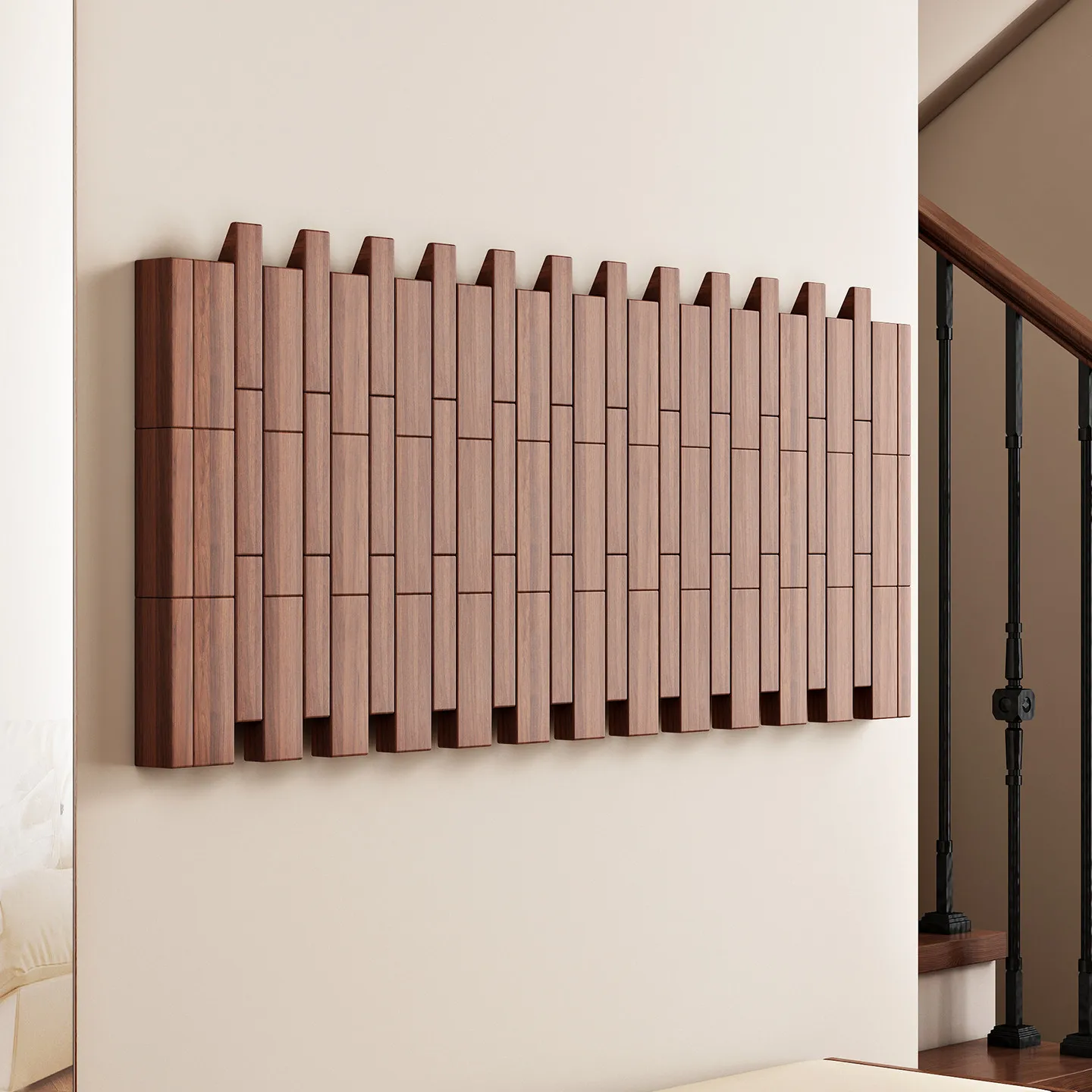 Piano keys coat rack wall solid wood coat hook atmosphere simple entrance beech