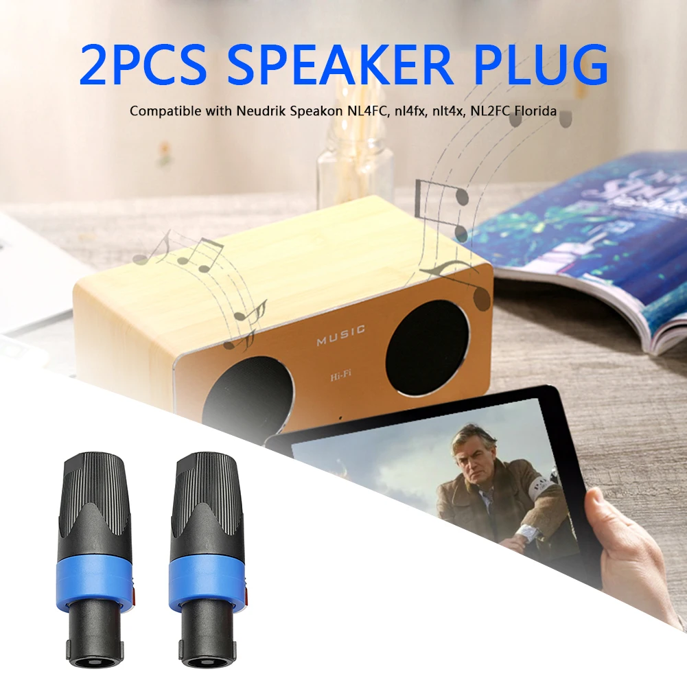 2/10x 4 Pole Audio Speaker Connectors Plugs Twist Lock Rechargeable Portable Speaker Wireless for Neutrik Speakon NL4FC