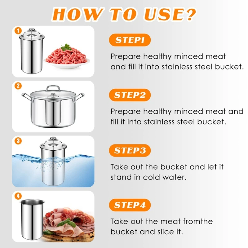 Meat Maker Stainless Steel Ham Maker with Thermometer Sandwich DeliMeat Bacon Ham Maker for Making-A07G