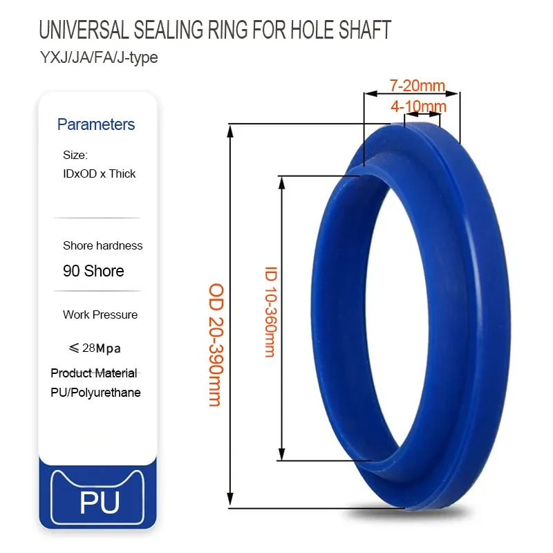 YXJ JA FA J-type Dustproof Sealing Ring JA-10-360 * 20-390*4/7 5/9 6/10 7/11 7/13 8/14 9/14 10/20mm Hydraulic Cylinder Oil Seal