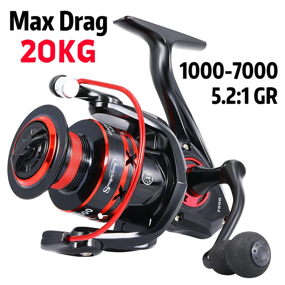 Sougayilang 1000-7000 molinete de pesca de alta resistência carretel de alumínio arrasto máximo 10kg eva lidar com baixo pesca de água doce