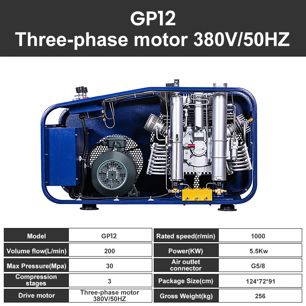 TUDIVING High-Capacity Efficiency Inflation High Pressure 200L 5.5KW Electric 4500psi Swimming Air Compressor For Scuba Diving