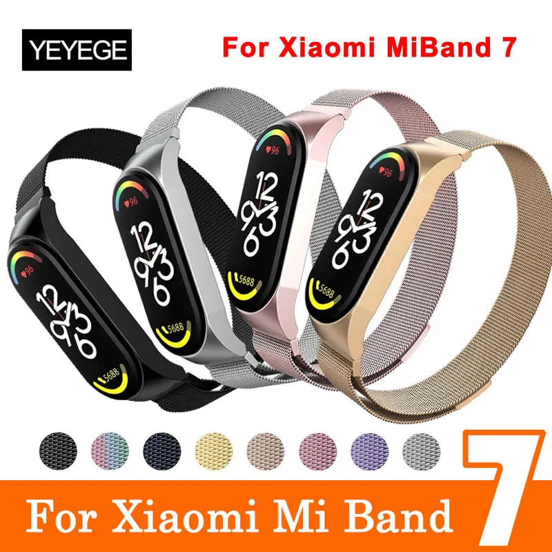 Pulseira de metal para xiaomi mi banda 7 laço magnético de aço inoxidável miband 7 pulseira inteligente milanese para xiaomi mi banda 7 correa banda