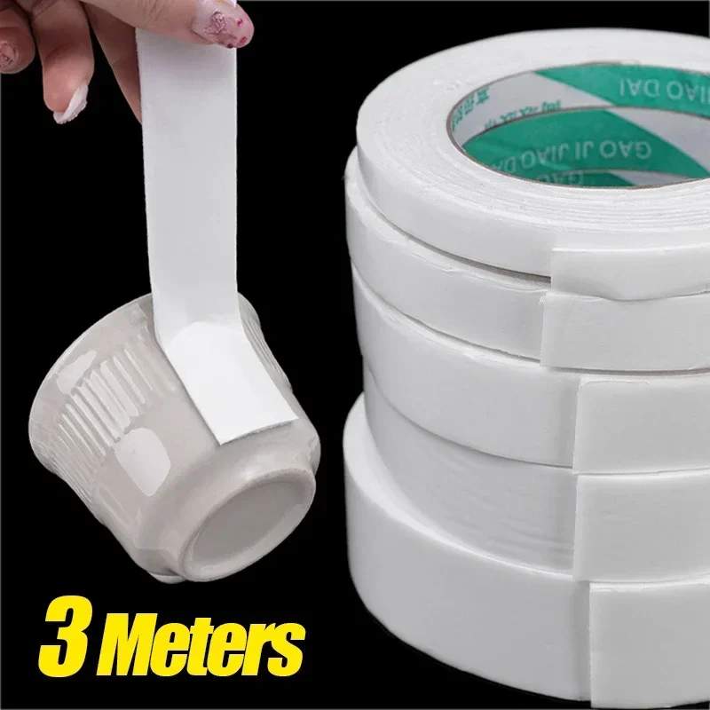 1/5Rolls Foam Double Sided Adhesive PE White Hot Melt Sponge Tape High Viscosity Waterproof Tape Home Installation Fixing Tools