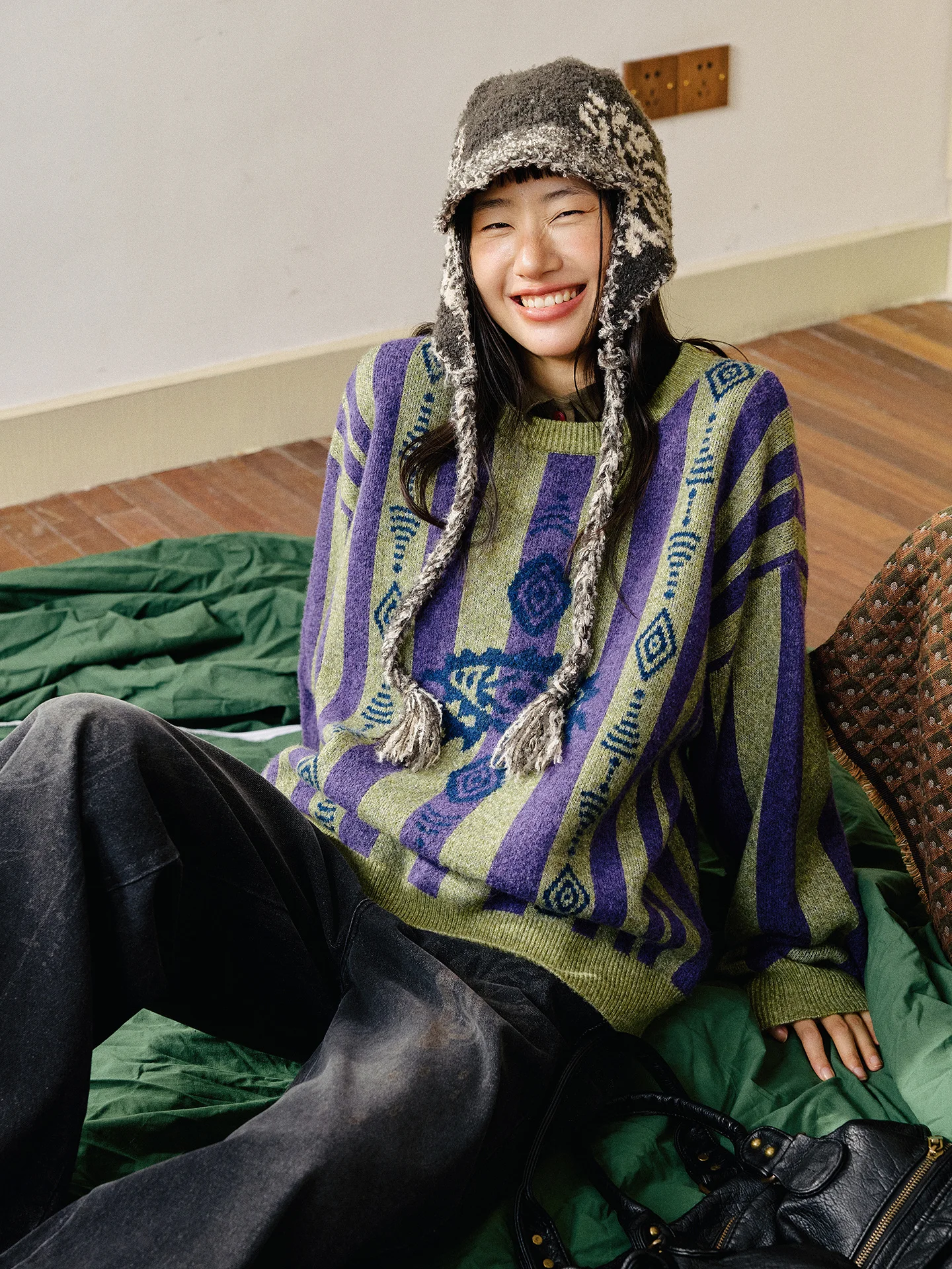 

Octopusme женский вязаный свитер в полоску цветная блузка теплая верхняя одежда Fce весна осень зима повседневный круглый Ne Long Sve