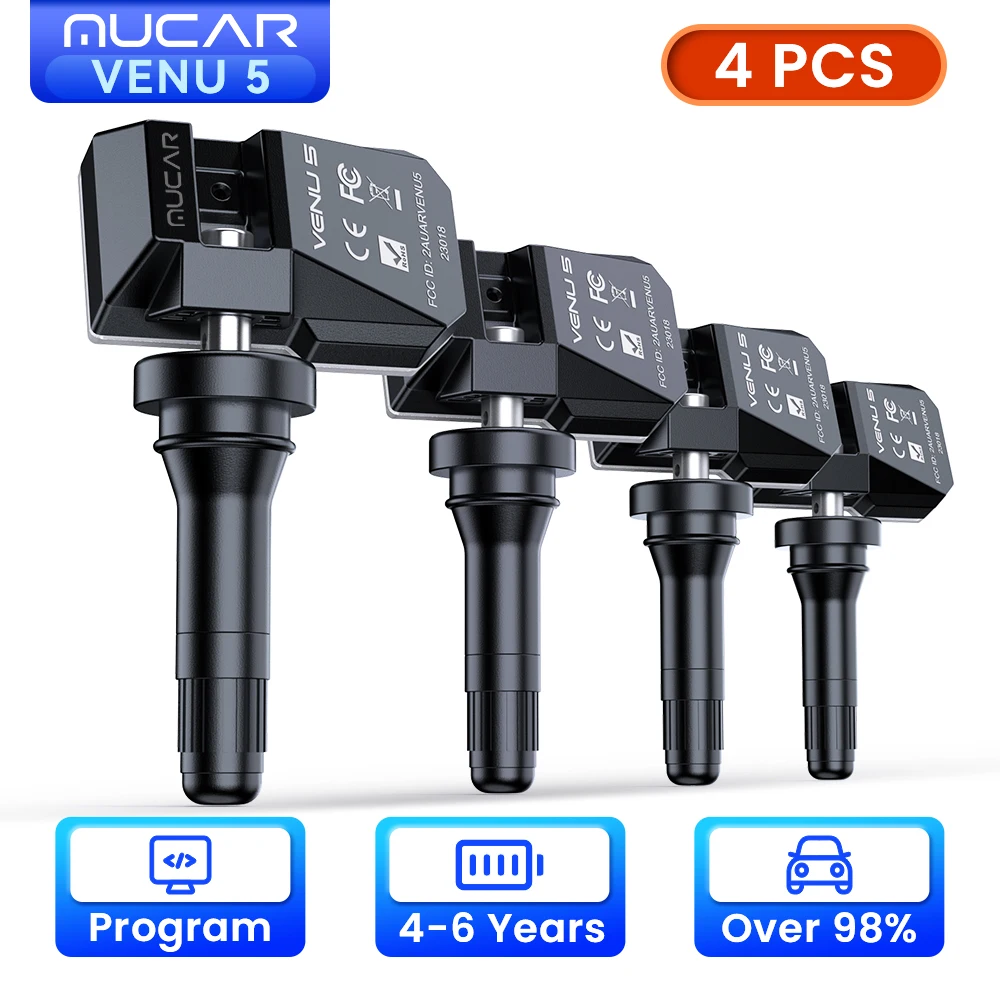 Image of MUCAR VENU 5 TPMS Sensor VENU i Pro Auto Reifendruck Monitor Tester 315 MHz & 433 MHz Reifen Reparatur Werkzeug Lernen/Aktivieren/Programmieren 4 stücke