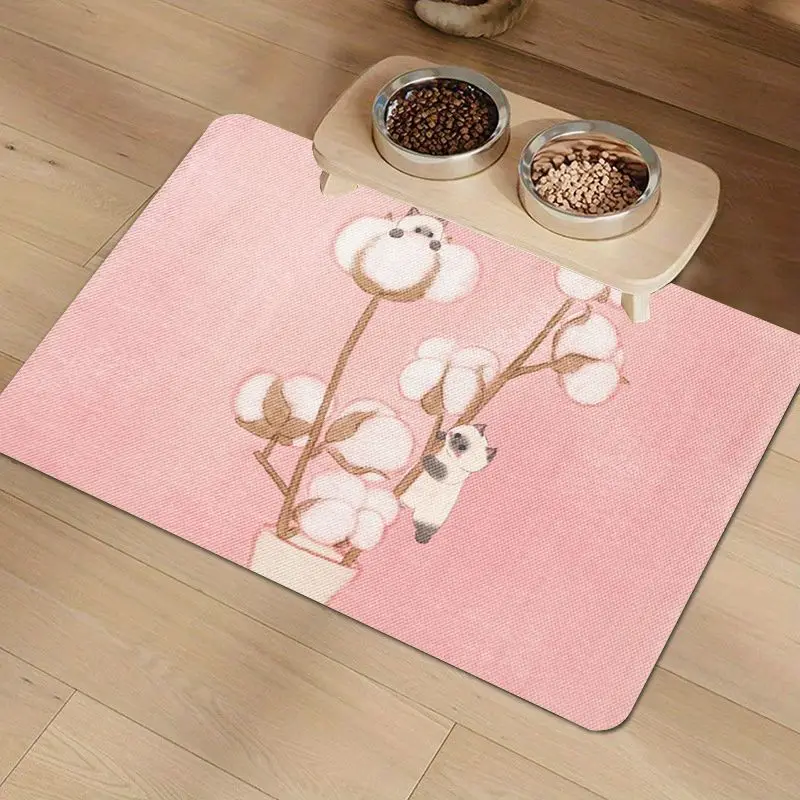 VIKAMA Pumpkin & Cute Puppy Diatom Mud Pet Feeding Mat, 8 Designs, Non-Slip Washable Absorbent Dog Cat Mat