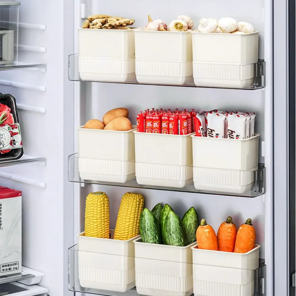 2pcs Wall Mounted Refrigerator Side Door Storage Box Multifunctional Fresh Preservation Food Storage Box