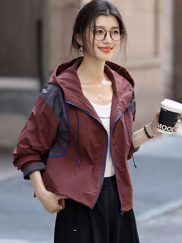 t-shirt-de-sport-d'exterieur-deman-light-anti-transpiration-pour-femme-nouvelle-couleur-printemps-haut-decontracte-ample-tissu-en-nylon-fermeture-eclair-chapeau