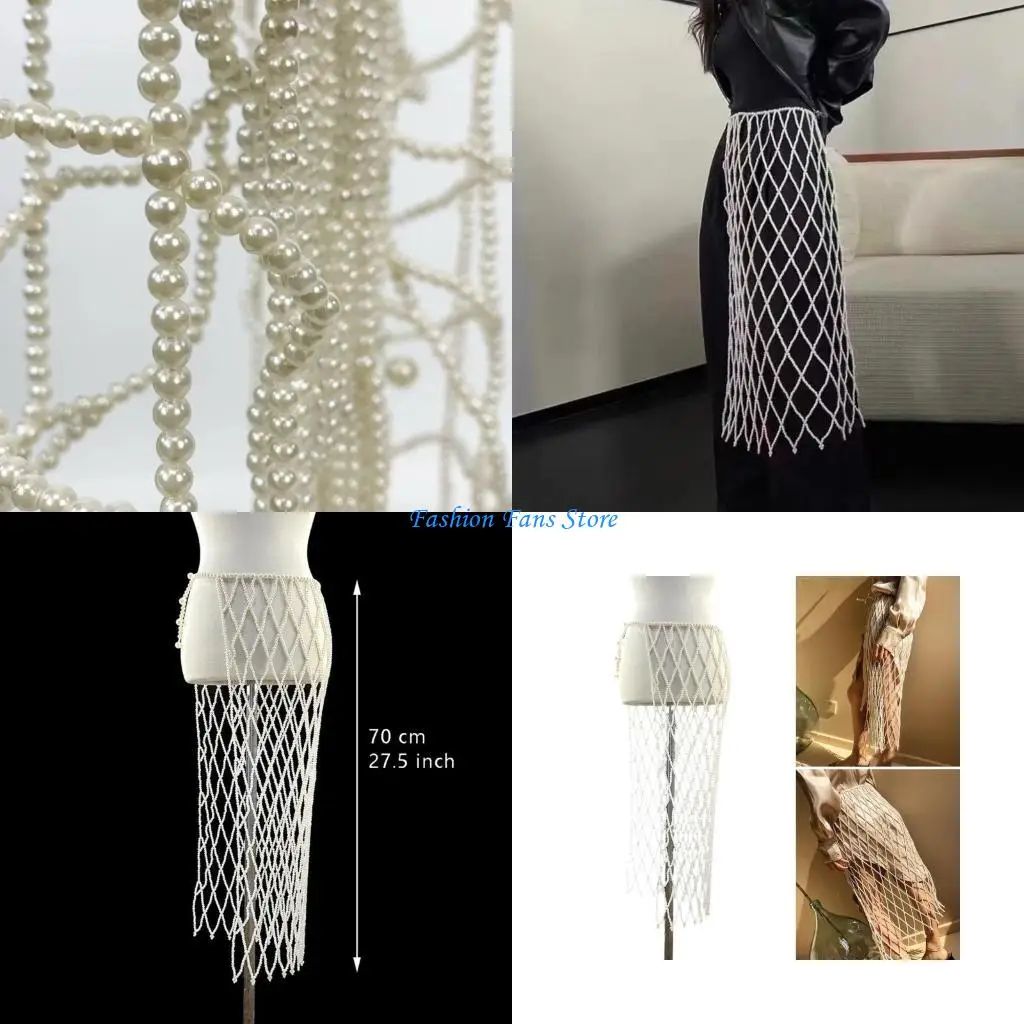 

Contemporary Imitation Pearls Embellished Skirt for Trendy Professionals