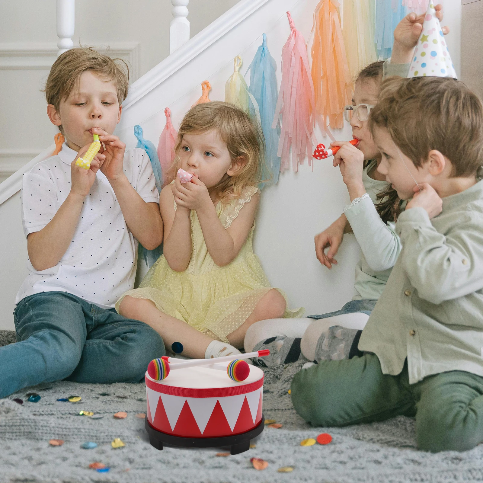 

8 Inch Snare Drum Kit Kids Red Color Music Instrument Toddler Percussion Toys Educational Toy Kids Drum Set Sticks Portable