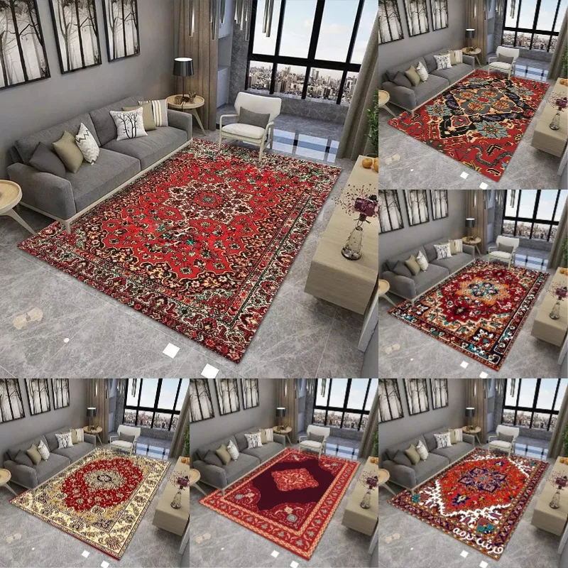 

Bohemian Ethnic Print Area Rug Vibrant Pattern Carpet with For Decor Persia Türkiye Style Home Floor Mat Very Beautiful Classic