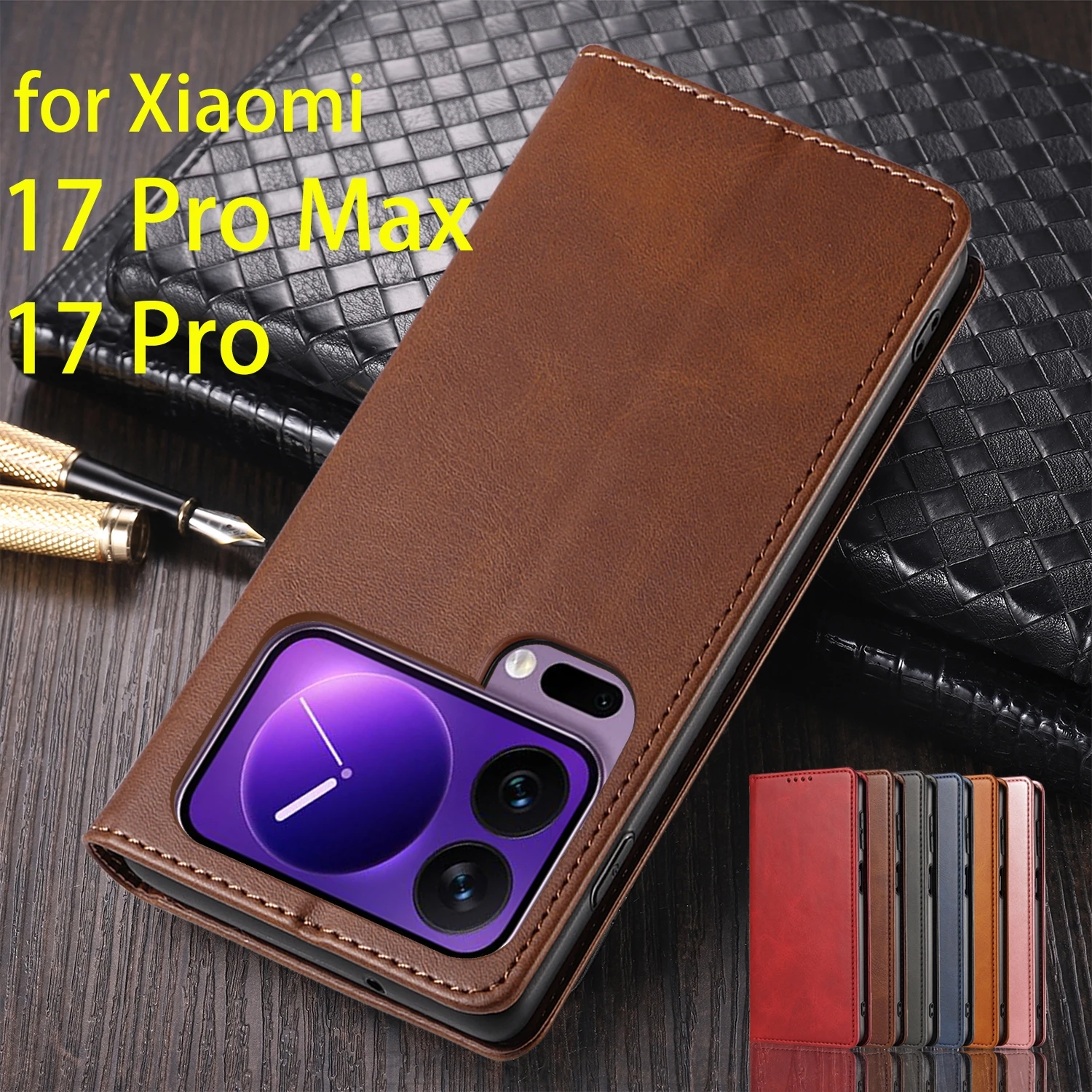 

Leather Case for Xiaomi 17 Pro Max 6.9" / Xiaomi 17 Pro 6.3" Flip Case Holster Magnetic Attraction Wallet Cover Fundas Coque