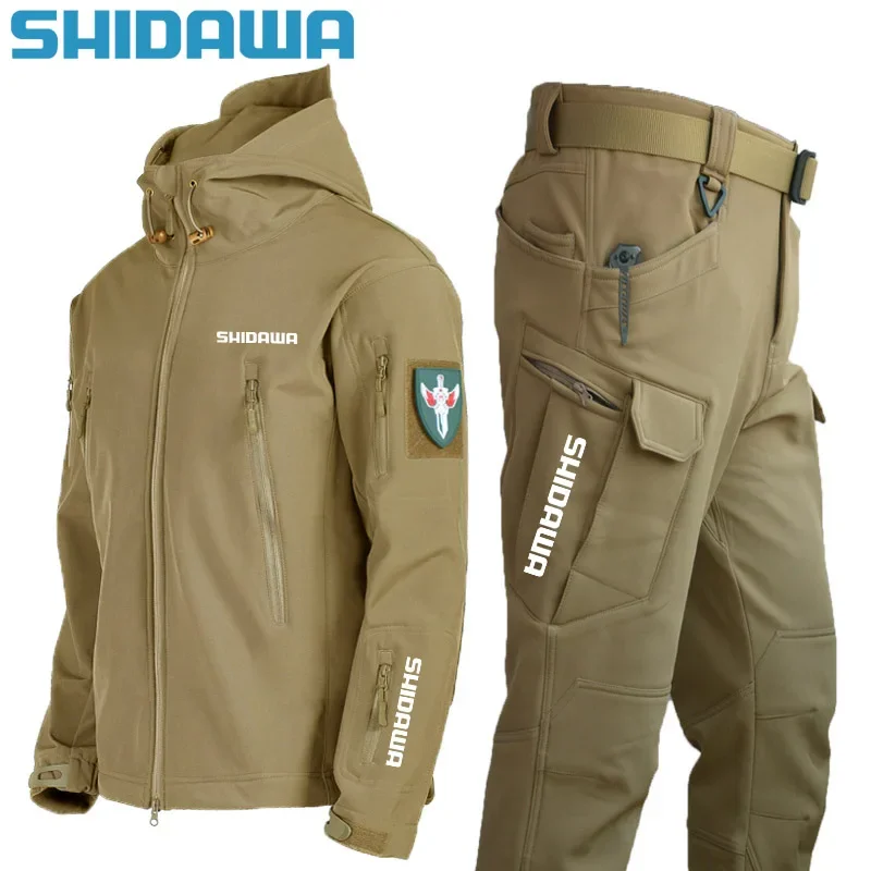 

2024 Men New Autumn Winter Waterproof Warm Fishing Suits Special Forces Jacket + Army Combat Pants Outdoors Hiking Camping Suit