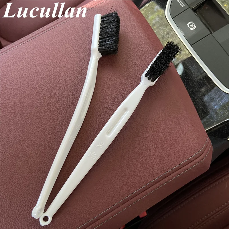 Lucullan 4 Pack Mini Portable Boar\'s Hair Bristles Brush Car Instrument Panel Seams,Wheels, Grill, Emblem/Badge Mouldings Brush