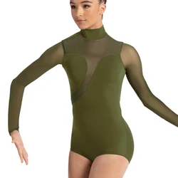 Body da ballo MiDee per ragazze donne Splice mezzo collo alto maniche lunghe Costume da palcoscenico lirico vestito da danza classica contemporanea