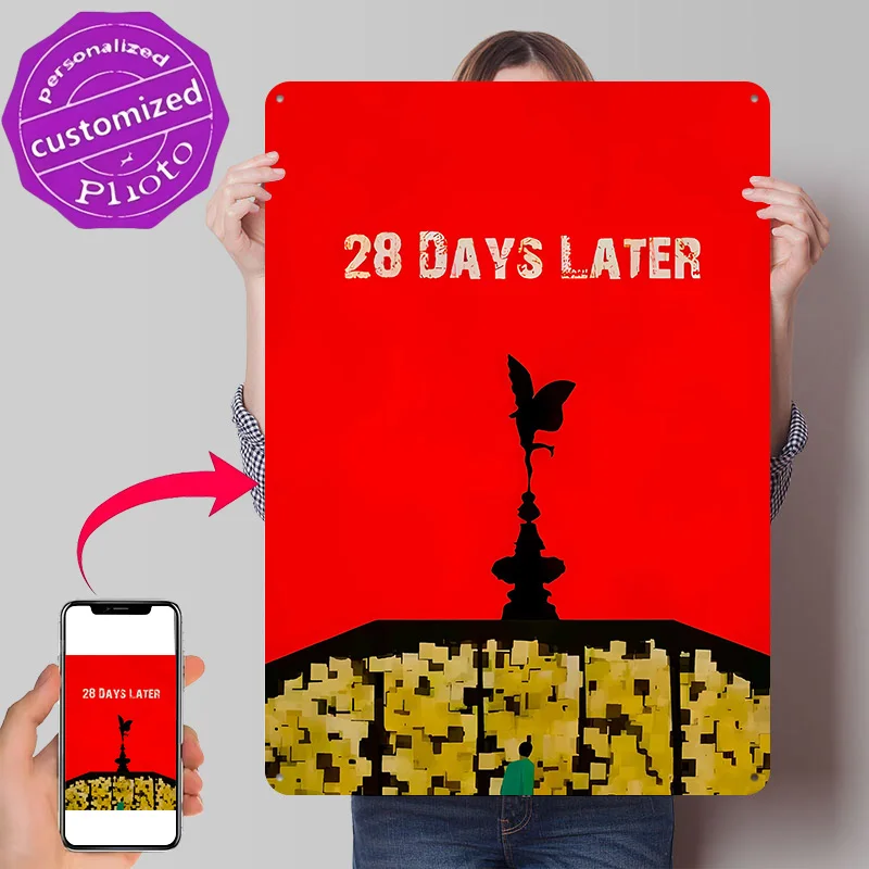28 Days Later 3D Printed Texture Poster Personalized Wall Art Retro Metal Tin Signs for Luxury Decoration Home Decor Accessories