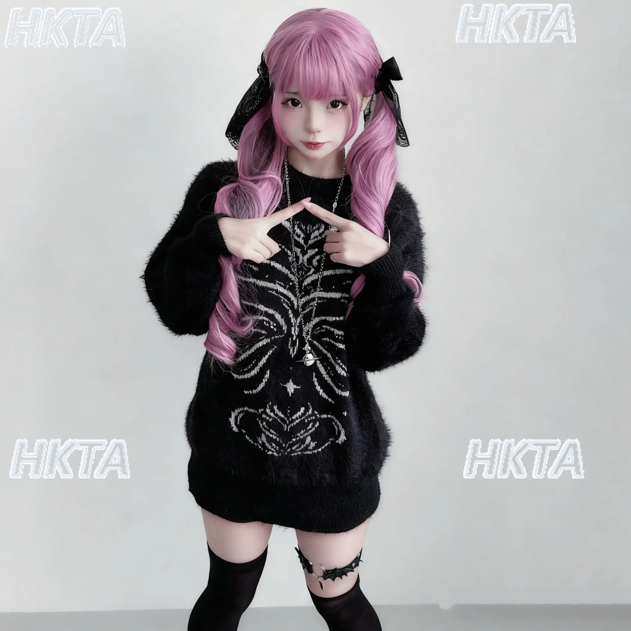 

Street Y2K Skeleton оригинальный японский темный свитер пуловер для женщин готический черный зимний нишевый субкультура свободные длинные свитера