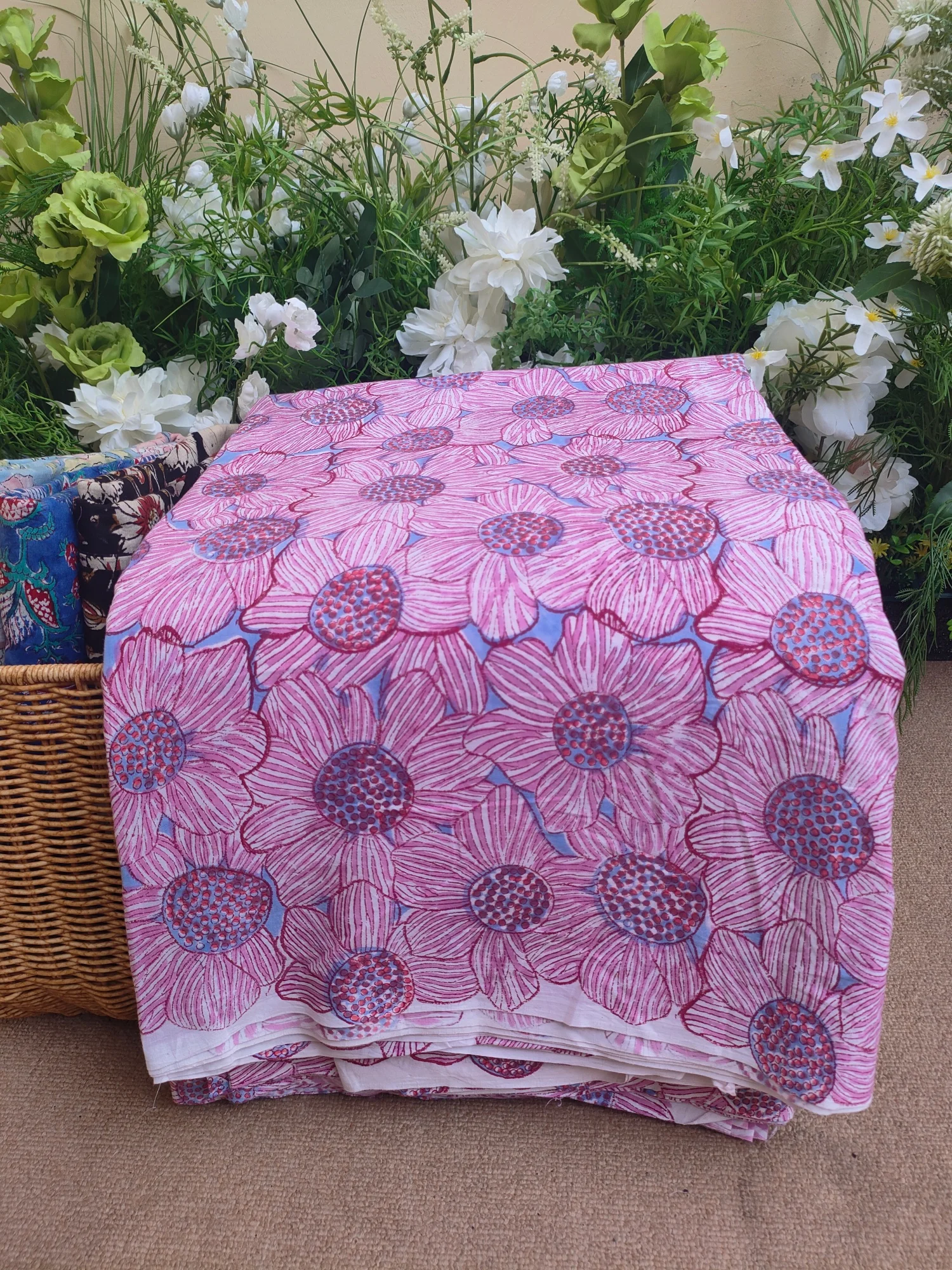 

India Block Print Vintage Floral Fabric Assorted Quilt Fabric DIY Craft Sewing Handmade Accessory Soft thin Cotton Fabric