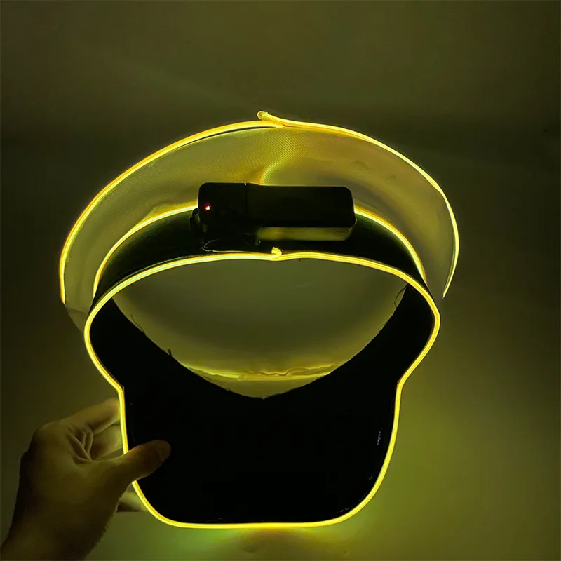 Nuevas gorras blancas luminosas de capitán marinero yate, bordado de trigo, LED brillante, sombrero marino azul marino, sombreros para disfraz de Halloween para hombres y mujeres